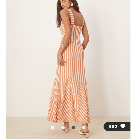 ASOS Dresses & Skirts - ASOS Striped Maxi Dress in Cream and orange/tan